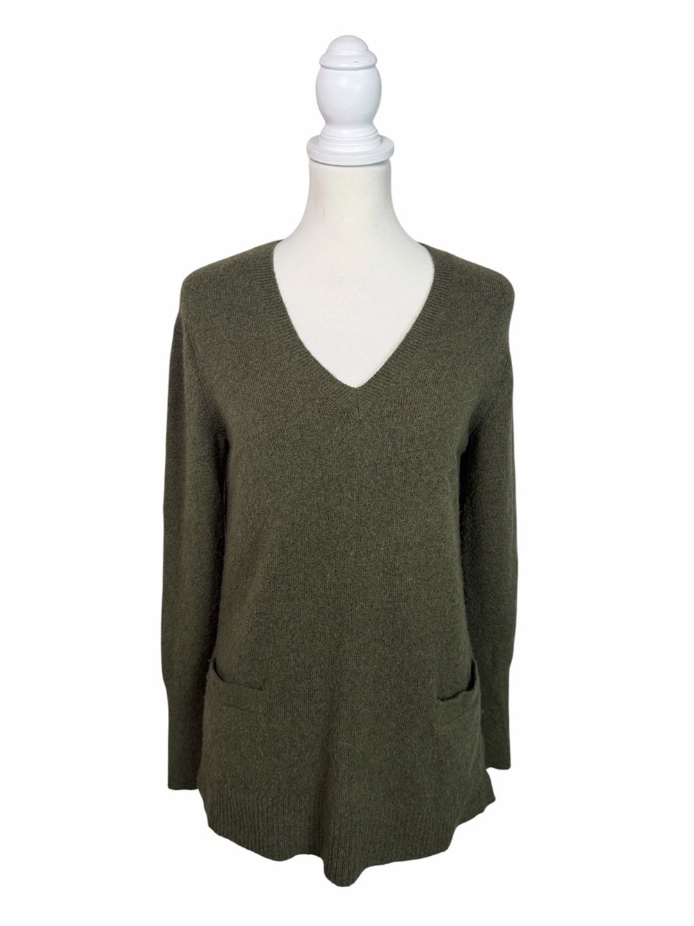 J.Crew Women’s XS Olive Green Merino Wool Alpaca Blend V-Neck Tunic Sweater
